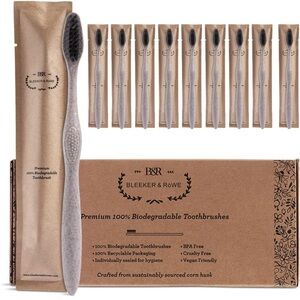 Brand New 10-Pack Biodegradable Eco-Friendly Toothbrushes Individually Sealed